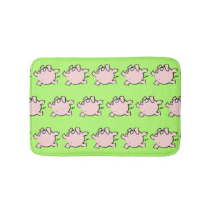 Funny 6 Cartoon Illustration Pig Choose Colour Bat Bath Mat