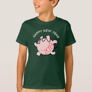 Funny 6 Cartoon Illustration Pig  Year 2019 Kids T T-Shirt