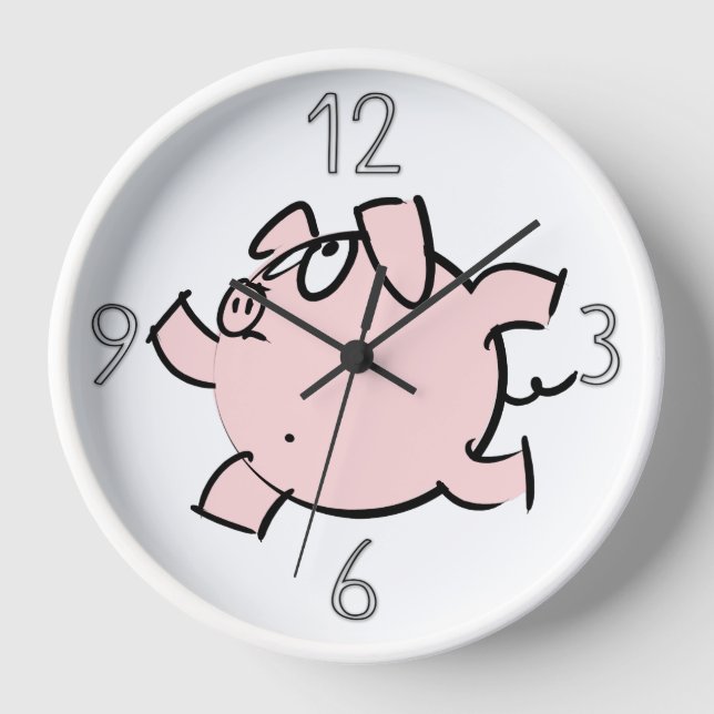 Funny 6 Cartoon Illustration Pig Year Birthday WC6 Clock (Front)