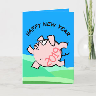 Funny 6b Cartoon Illustration Pig Year 2019 Card