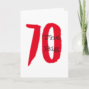 Funny, 70th birthday, big red text on white. card