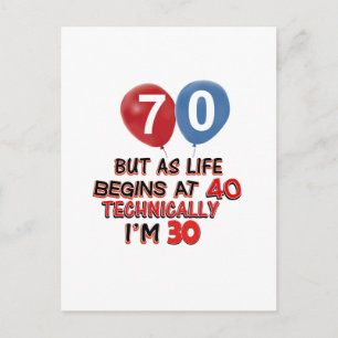 funny 70th birthday designs postcard