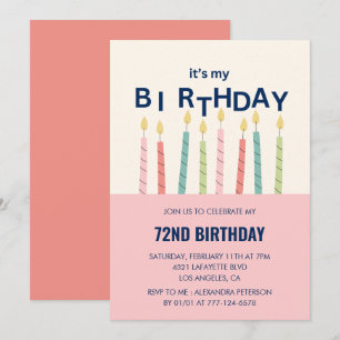 Funny 72nd birthday invitations Humour Candle