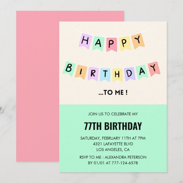  Funny 77th birthday invitations Happy Birthday (Front/Back)