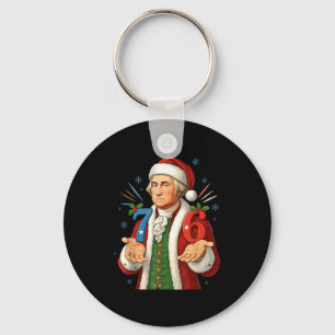Funny 7-6 6-7 George Washington Santa 67 Meme Chri Keychain