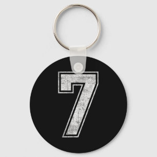 Funny 7 Number Seven Graphic Group Halloween Birth Keychain
