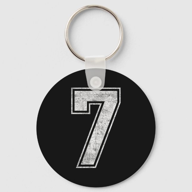 Funny 7 Number Seven Graphic Group Halloween Birth Keychain (Front)