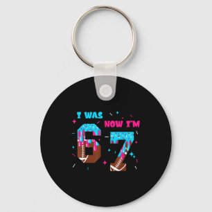 Funny 7 Year Old Birthday Football Ice Cream Drip Keychain