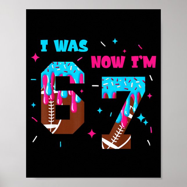 Funny 7 Year Old Birthday Football Ice Cream Drip  Poster (Front)