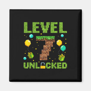 Funny 7th Birthday Boy Gamer Level 7 Unlocked Pixe Magnet