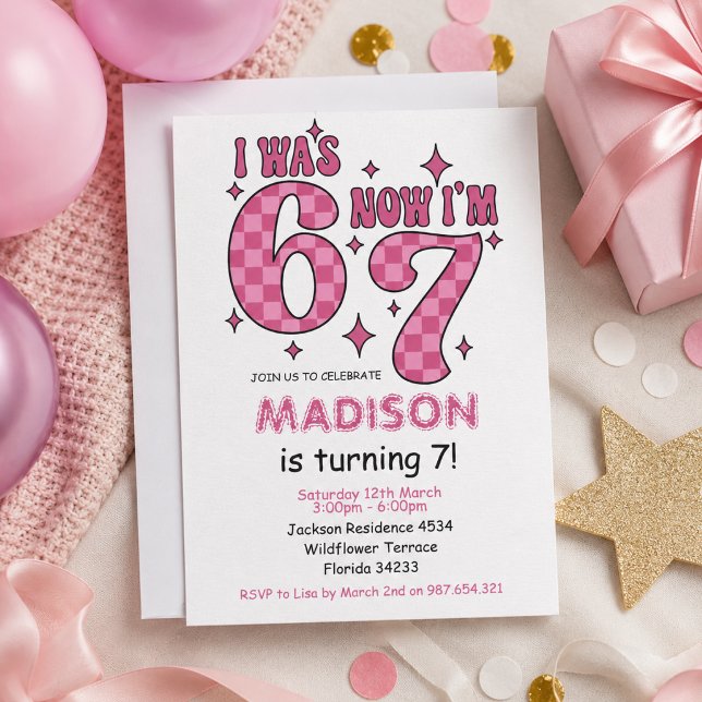 Funny 7th Birthday | “I Was 6, Now 7” Party Invitation (Funny 7th Birthday | “I Was 6, Now 7” Party Invitation
)
