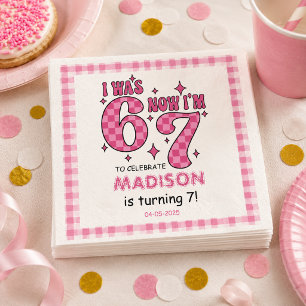 Funny 7th Birthday   “I Was 6, Now 7” Party Napkin