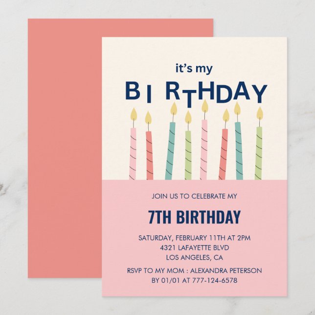 Funny 7th birthday invitations Birthday Candle (Front/Back)
