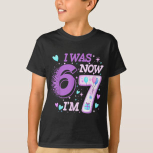 Funny 7th birthday kid i was 6 i'm 7 six 67 meme T-Shirt