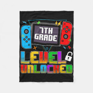 Funny 7th Grade Level Unlocked Gamers Ck To School Fleece Blanket
