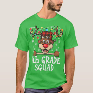 Funny 7th grade Squad Reindeer Christmas Teacher X T-Shirt
