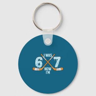 Funny 7th Hockey Birthday Boy I Was 6 Now I'm 7 Ye Keychain