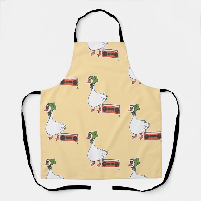Funny 80s Bonnet Funny Kitchen Goose Pattern Apron (Front)