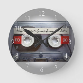 Funny 80's Cassette Tape, Personalized Round Clock