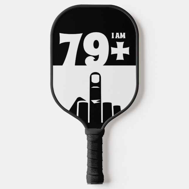 Funny 80th Birthday Gift, 79 Plus one Chequered Pickleball Paddle (Front)
