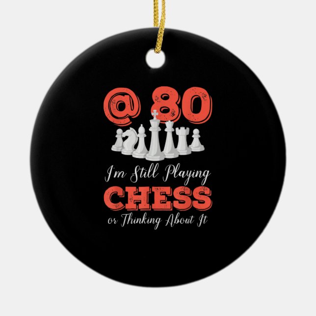 Funny 80th Birthday Gift - 80 Year Old Chess Queen Ceramic Ornament (Front)