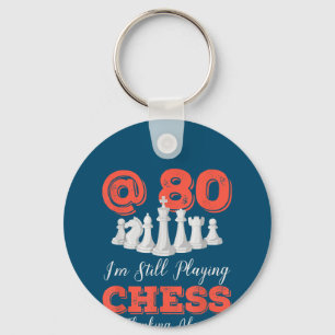 Funny 80th Birthday Gift - 80 Year Old Chess Queen Keychain