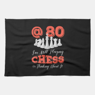 Funny 80th Birthday Gift - 80 Year Old Chess Queen Kitchen Towel