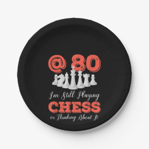 Funny 80th Birthday Gift - 80 Year Old Chess Queen Paper Plate