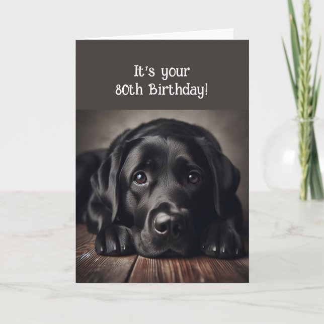 Funny 80th Birthday, Labrador Retriever Card (Front)