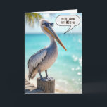 Funny 80th Birthday Pelican Card<br><div class="desc">A pelican wearing sunglasses stands confidently on a wooden dock piling by the sea for a 80th birthday.
All text can be changed.</div>