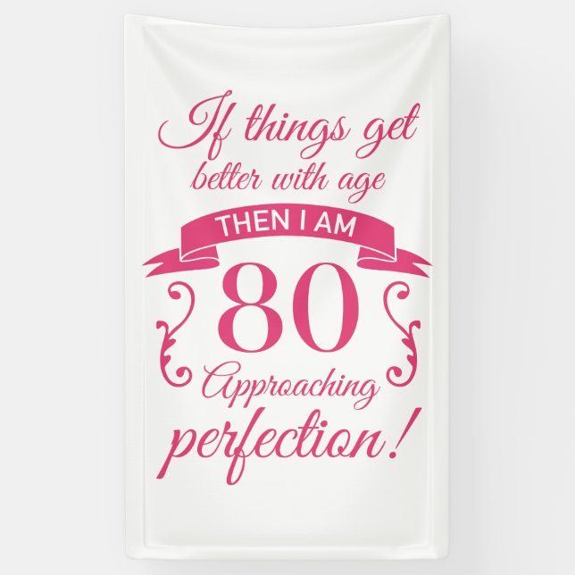 Funny 80th Birthday 'Perfection' Banner (Vertical)