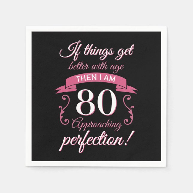 Funny 80th Birthday 'Perfection' Napkin (Front)