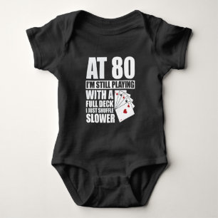 Funny 80th Birthday Poker Player  80 Year Old Baby Bodysuit