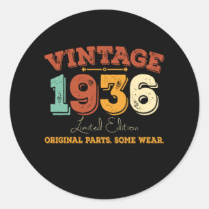 Funny 89 Year Old 1936 Vintage 89th Birthday Gift Classic Round Sticker
