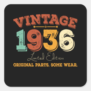 Funny 89 Year Old 1936 Vintage 89th Birthday Gift Square Sticker