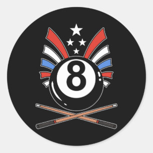 Funny 8 Ball Billiard Pool Player Eight Ball Billi Classic Round Sticker