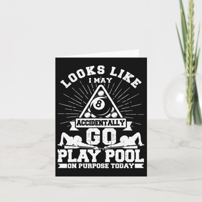 Funny 8 Ball Playing Pool Billiards On Purpose Tod Card (Front)