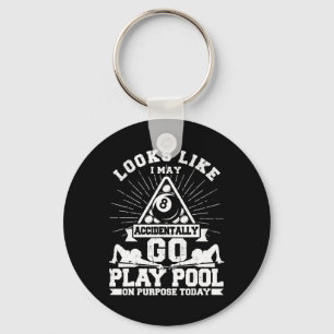 Funny 8 Ball Playing Pool Billiards On Purpose Tod Keychain
