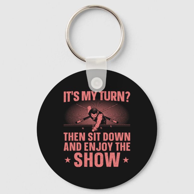 Funny 8 Ball Pool Design For Men Women Pool Player Keychain (Front)