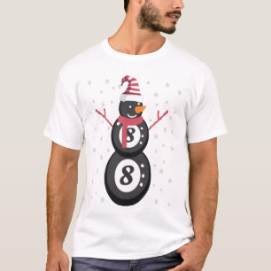 Funny 8 Ball Pool Snowman Christmas New Year Gift T-Shirt