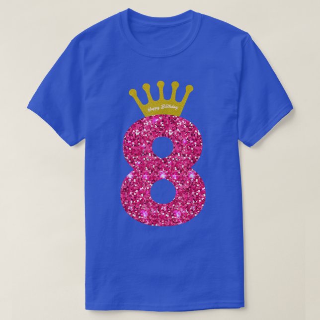 Funny 8th Party Number 8 Year Old Girls 8th Birthd T-Shirt (Design Front)