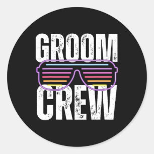 Funny 90s Groom Crew Sungles Bachelor Wedding Classic Round Sticker