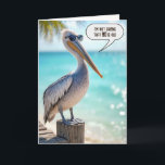 Funny 90th Birthday Pelican Card<br><div class="desc">A pelican wearing sunglasses stands confidently on a wooden dock piling by the sea for a 90th birthday.
All text can be changed.</div>