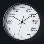 Funny 9 to 5 Work Hour Countdown Office Clock<br><div class="desc">"funny 9 to 5 work",  "office hours countdown",   "count down to freedom",  "humourous nine to five humour",  "counting down career hrs",  "hr to home time",  "free hometime joke",  "black and white",  "novelty gag home office",  "busy working professional"</div>