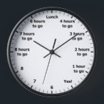 Funny 9 to 5 Work Hour Countdown Office Clock<br><div class="desc">"funny 9 to 5 work",  "office hours countdown",   "count down to freedom",  "humourous nine to five humour",  "counting down career hrs",  "hr to home time",  "free hometime joke",  "black and white",  "novelty gag home office",  "busy working professional"</div>