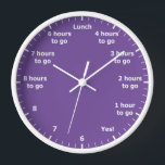 Funny 9 to 5 Work Hour Countdown Purple Office Clock<br><div class="desc">"funny 9 to 5 work",  "office hours countdown",   "count down to freedom",  "humourous nine to five humour",  "counting down career hrs",  "hr to home time",  "free hometime joke",  "purple",  "novelty gag home office",  "busy working professional"</div>