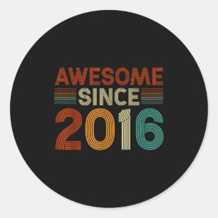 Funny 9 Year Old Awesome Since 2016 Birthday Son B Classic Round Sticker