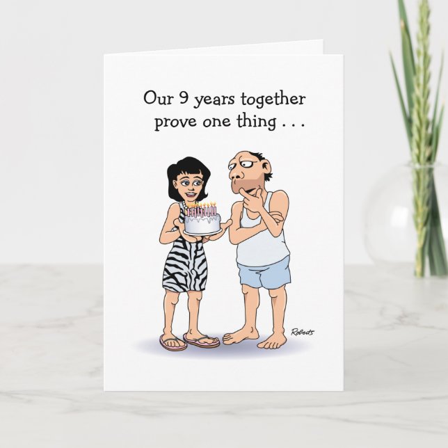 Funny 9th Anniversary: Love Card (Front)