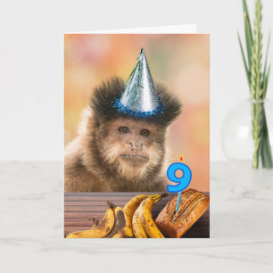 Funny 9th Birthday Capuchin Monkey Banana Bread Card