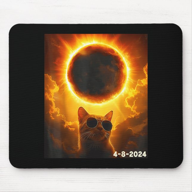 Funny A Cat Taking Selfie Solar Eclipse Mouse Pad (Front)